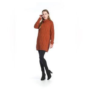 PAPILLON rust color cable knit cowl neck sweater dress NWT